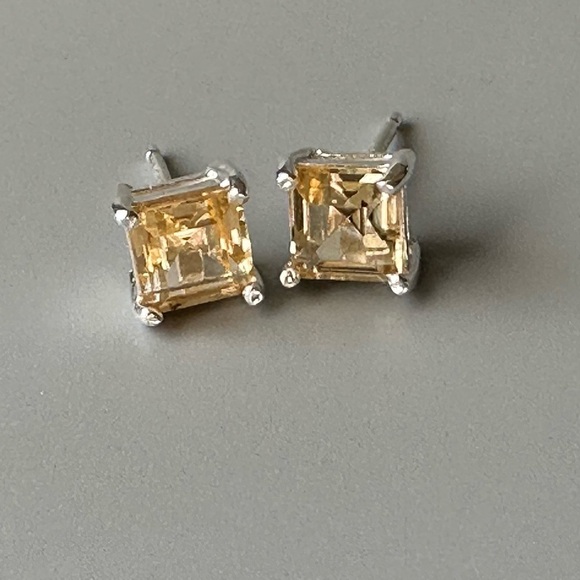 Dainty Citrine Earrings – Genuine 925 Sterling Silver, Hypoallergenic Gift - Picture 6 of 11